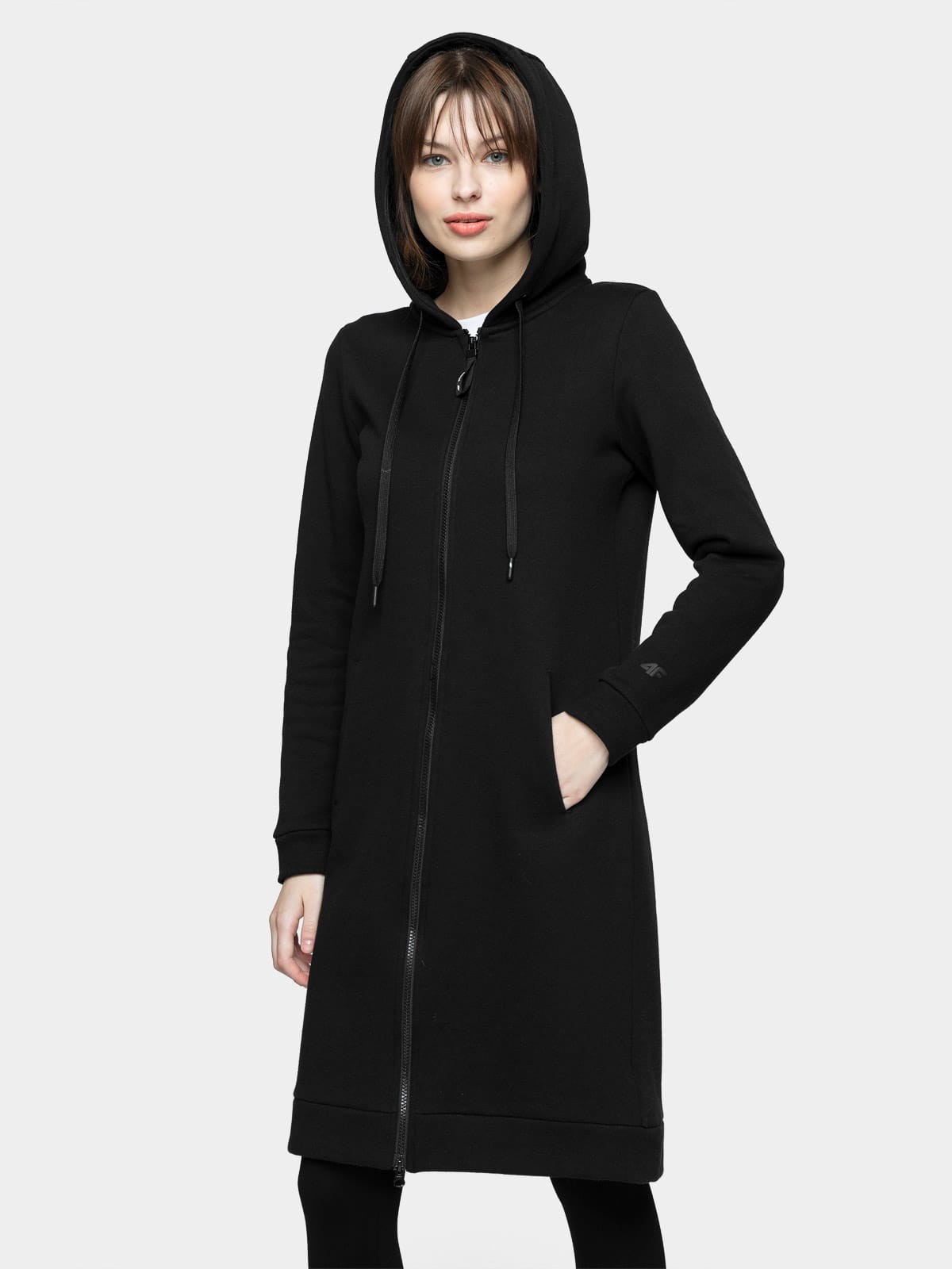 Hanorac lung pentru femei, Sweatshirt, 4F, cu gluga si doua buzunare laterale