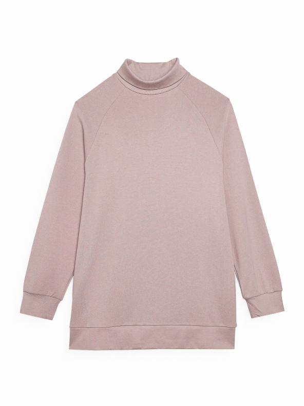 Hanorac pentru femei oversize din tricot french terry cu guler intors culoare roz / OUTHORN
