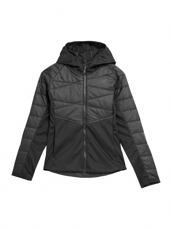 Jacheta pentru fete cu membrana impermeabila 5 000 si guler inalt neagra / 4F JUNIOR