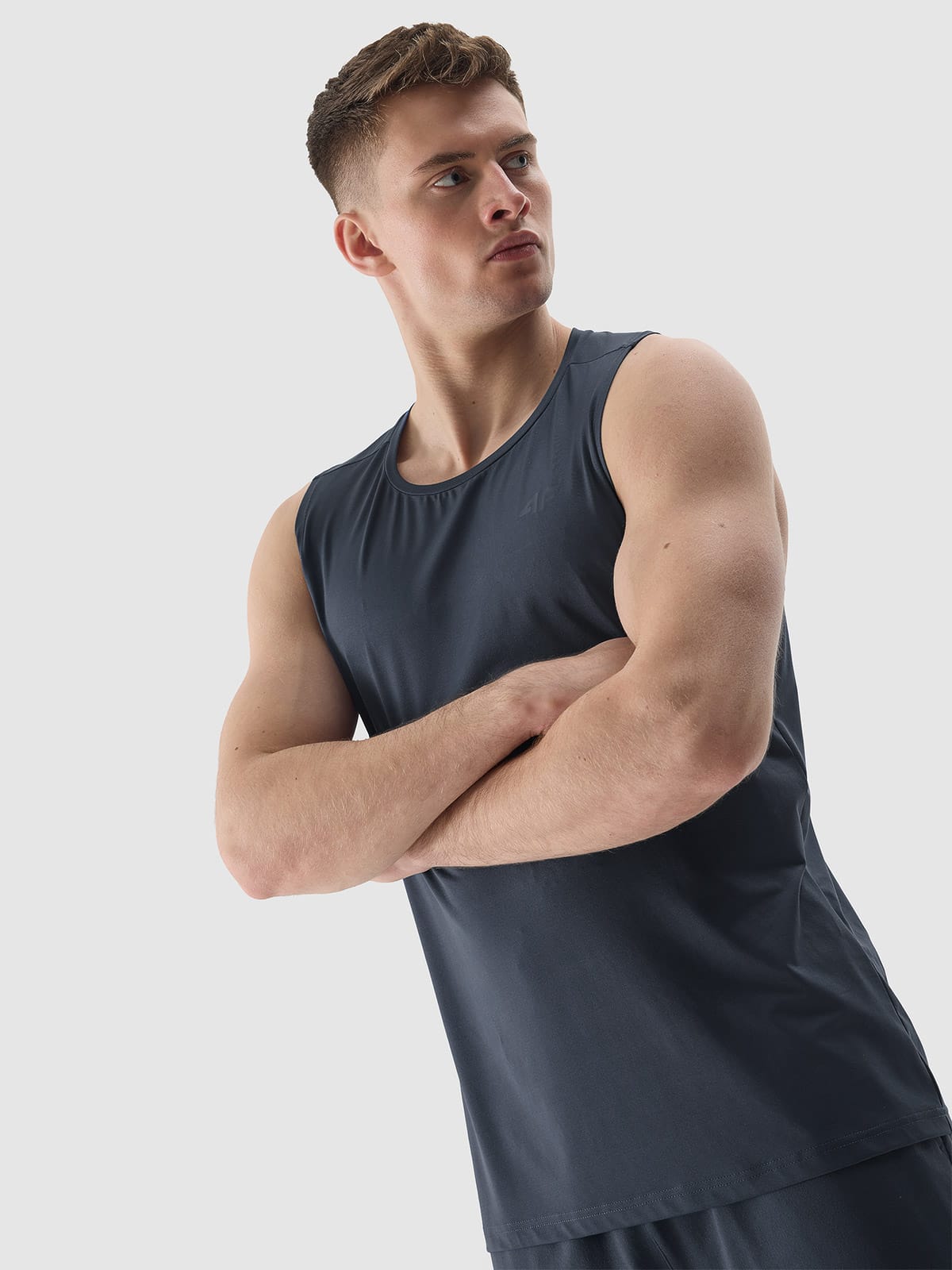 Maiou de antrenament denim pentru barbati din materiale reciclate si croiala slim 4F
