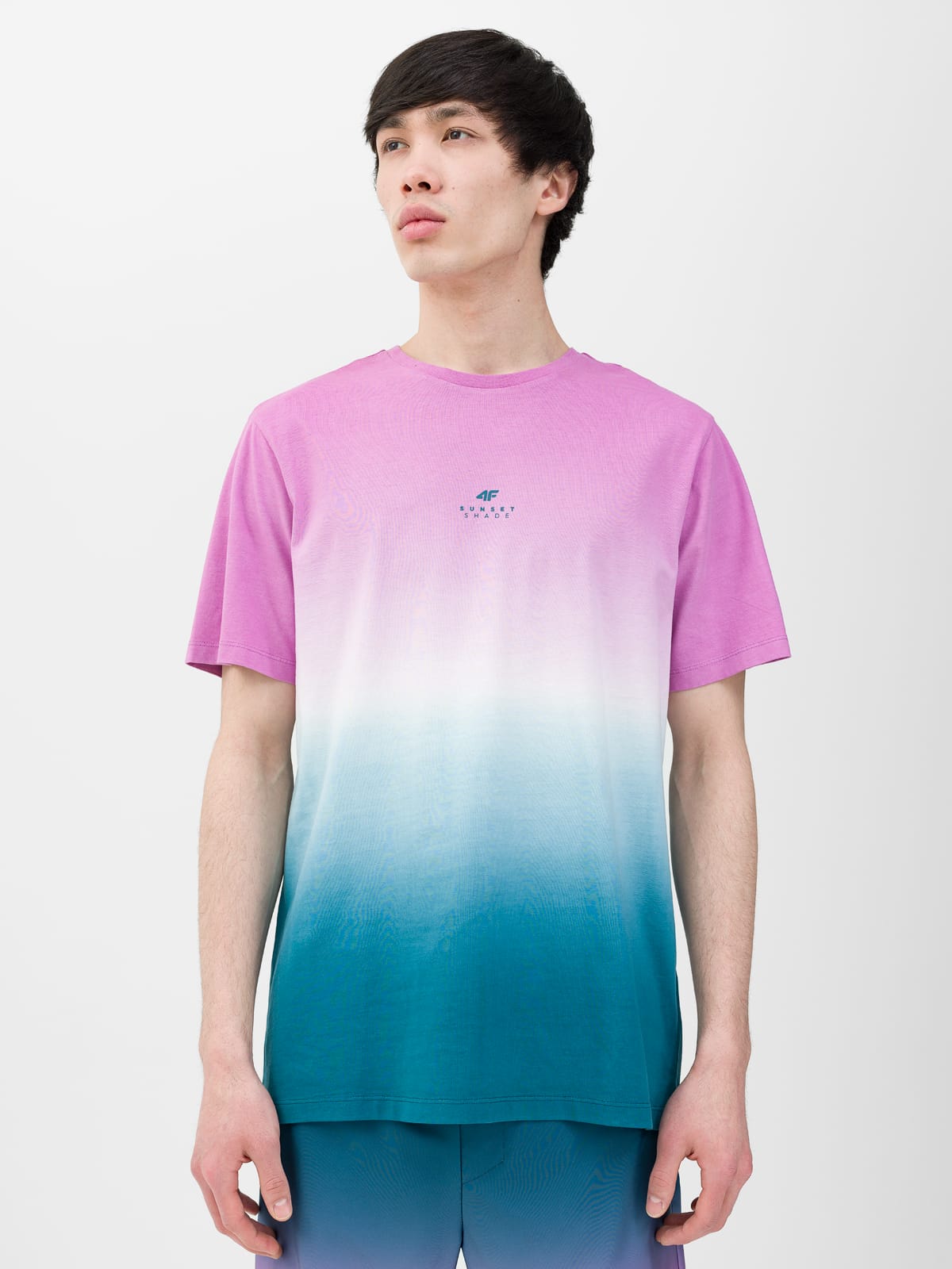 Tricou violet pentru barbati cu print artistic si croiala regular 4F