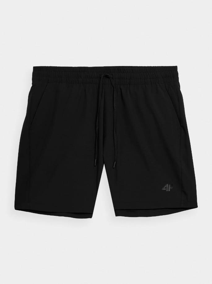 Sort de baie negru profund pentru barbati cu banda elastica si snur reglabil 4F