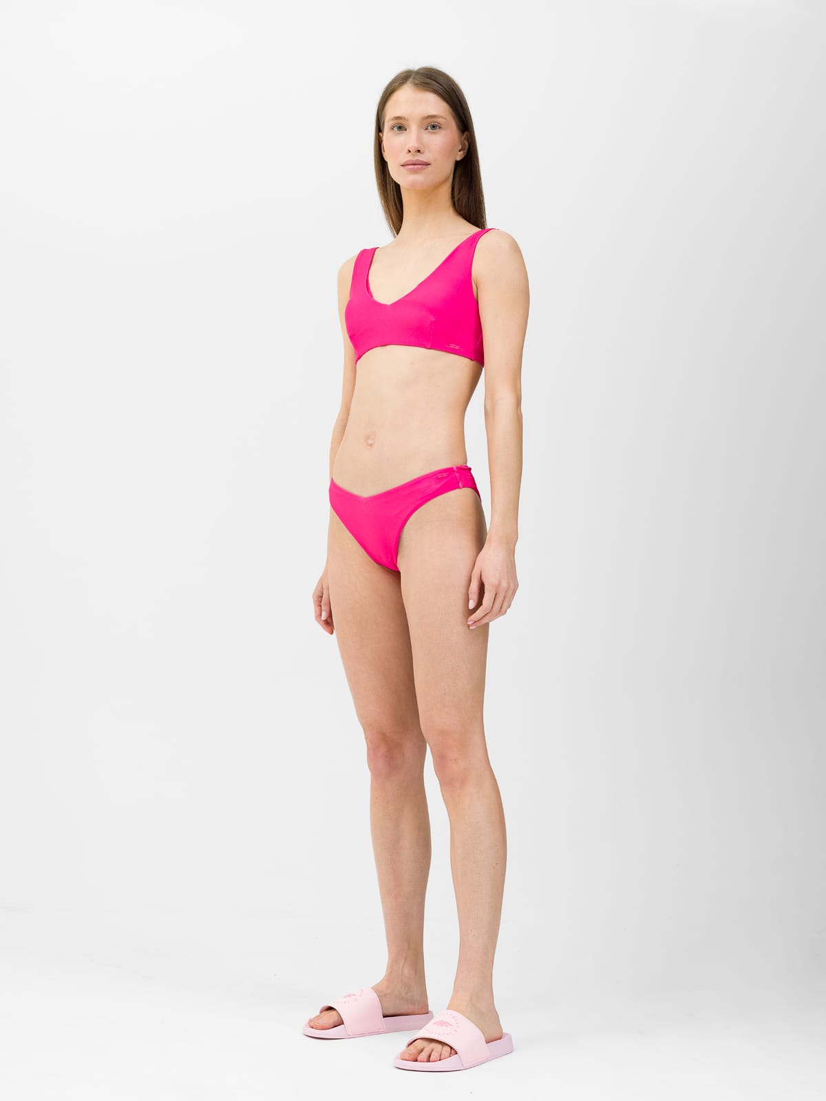 Slip de baie roz pentru femei cu talie joasa si uscare rapida 4F