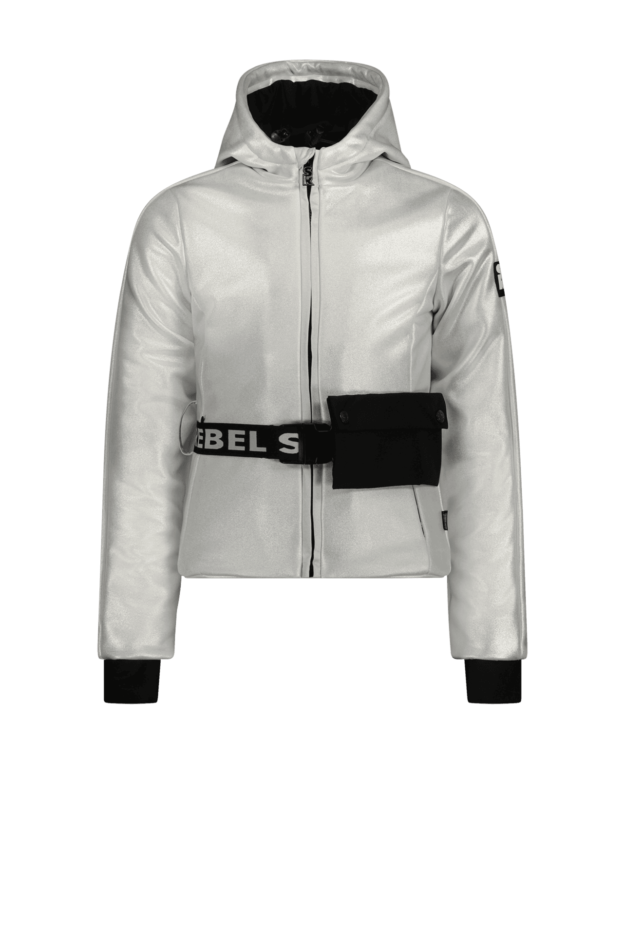 Jachetă Softshell Outdoor hidrofobă SPUMY Argintiu metalic cu glugă pentru fete