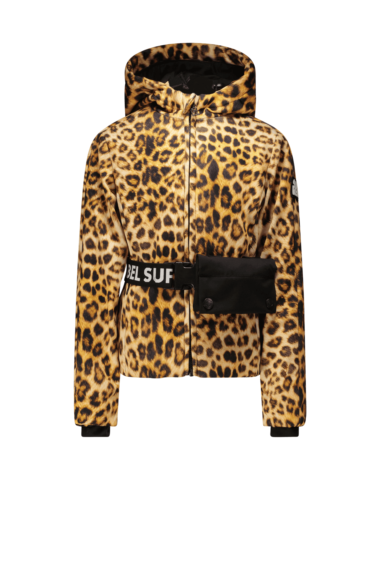Jachetă Softshell Outdoor hidrofobă SPUMY Multicolor Leopard cu glugă pentru fete