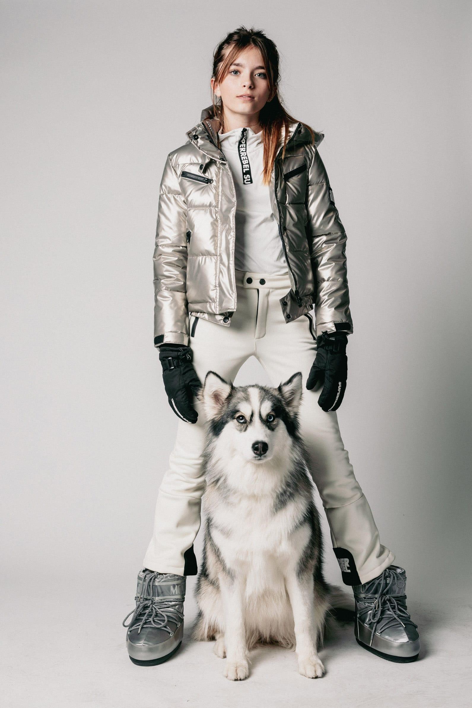 Jachetă hidrofobă SPICY Argintiu metalic cu glugă integrată pentru fete