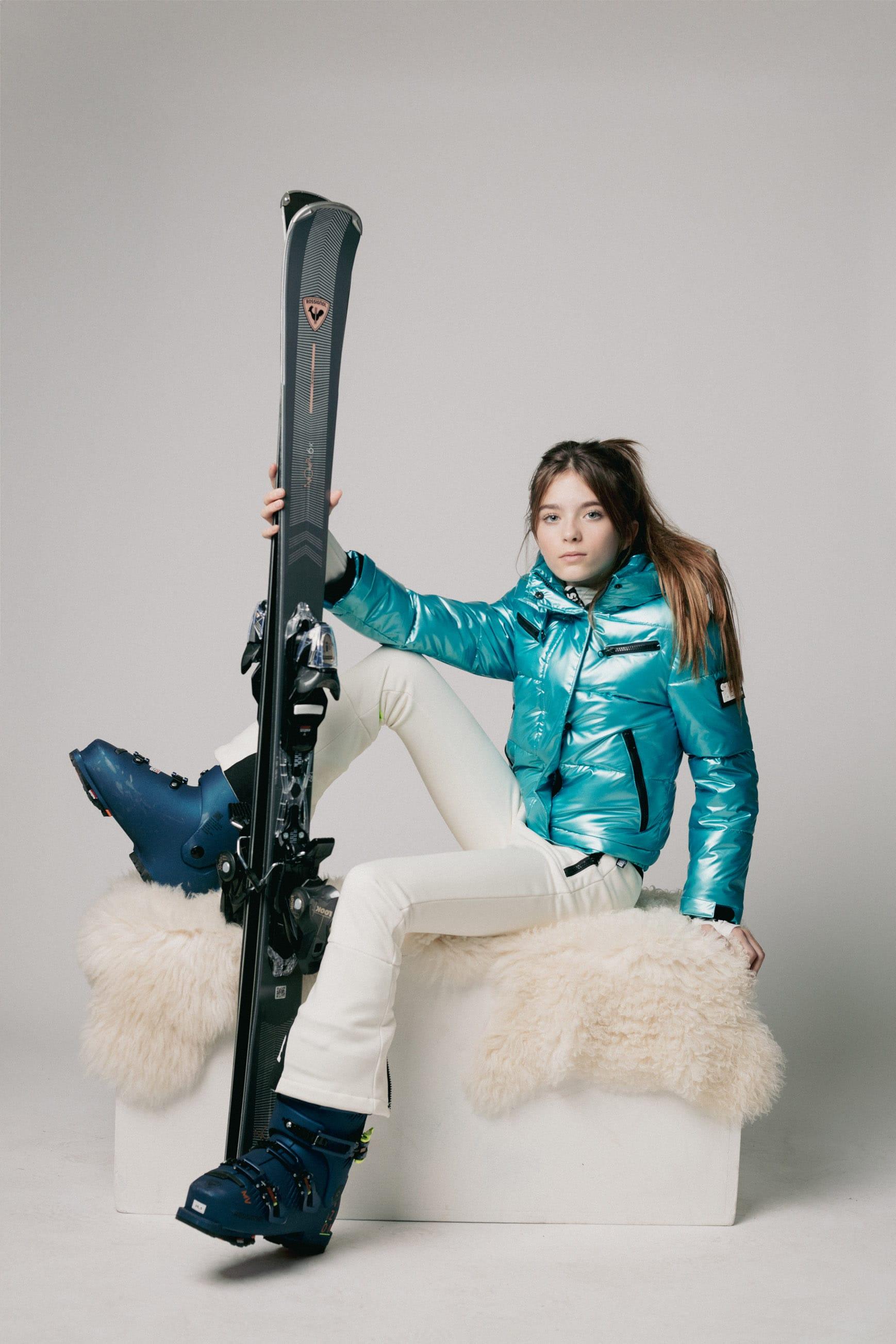 Jachetă hidrofobă SPICY Albastru metalic cu glugă integrată pentru fete