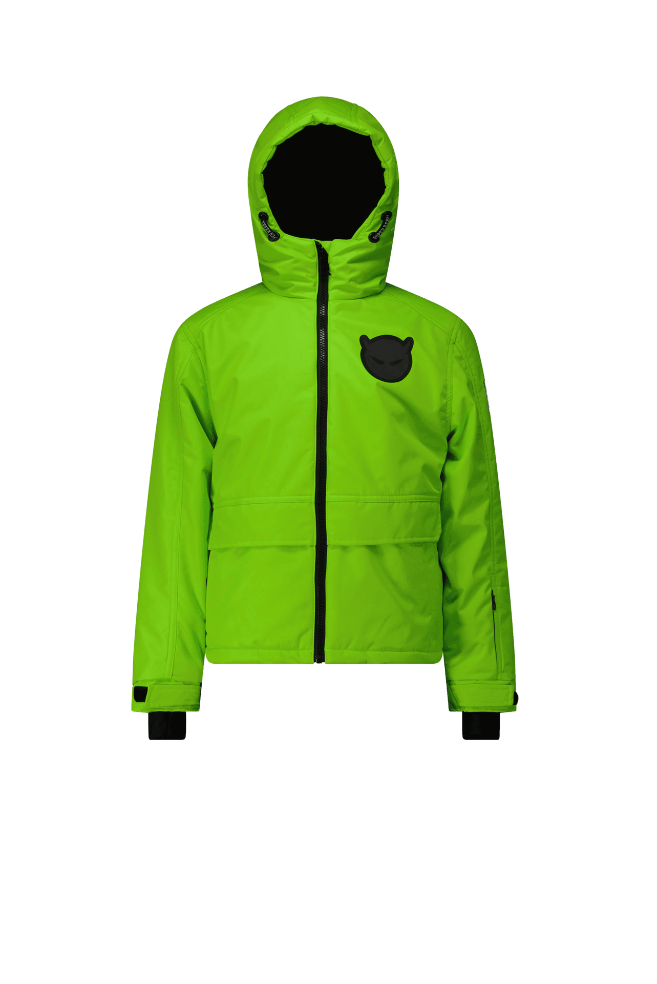 Jachetă de ski hidrofobă SPACE Verde Neon cu glugă pentru băieți